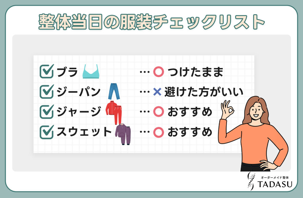 整体当日の服装チェックリスト