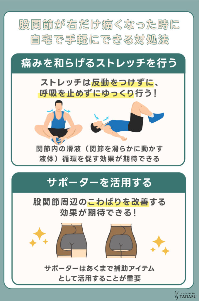 股関節が右だけ痛くなった時に自宅で手軽にできる対処法